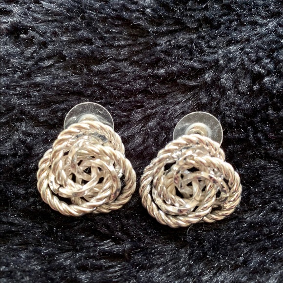 Silver Knot Stud Earrings - Picture 1 of 2